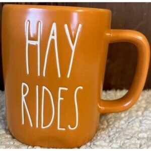 RAE DUNN Artisan Collection By Magenta HAY RIDES Orange Farmhouse Tea Coffee Mug